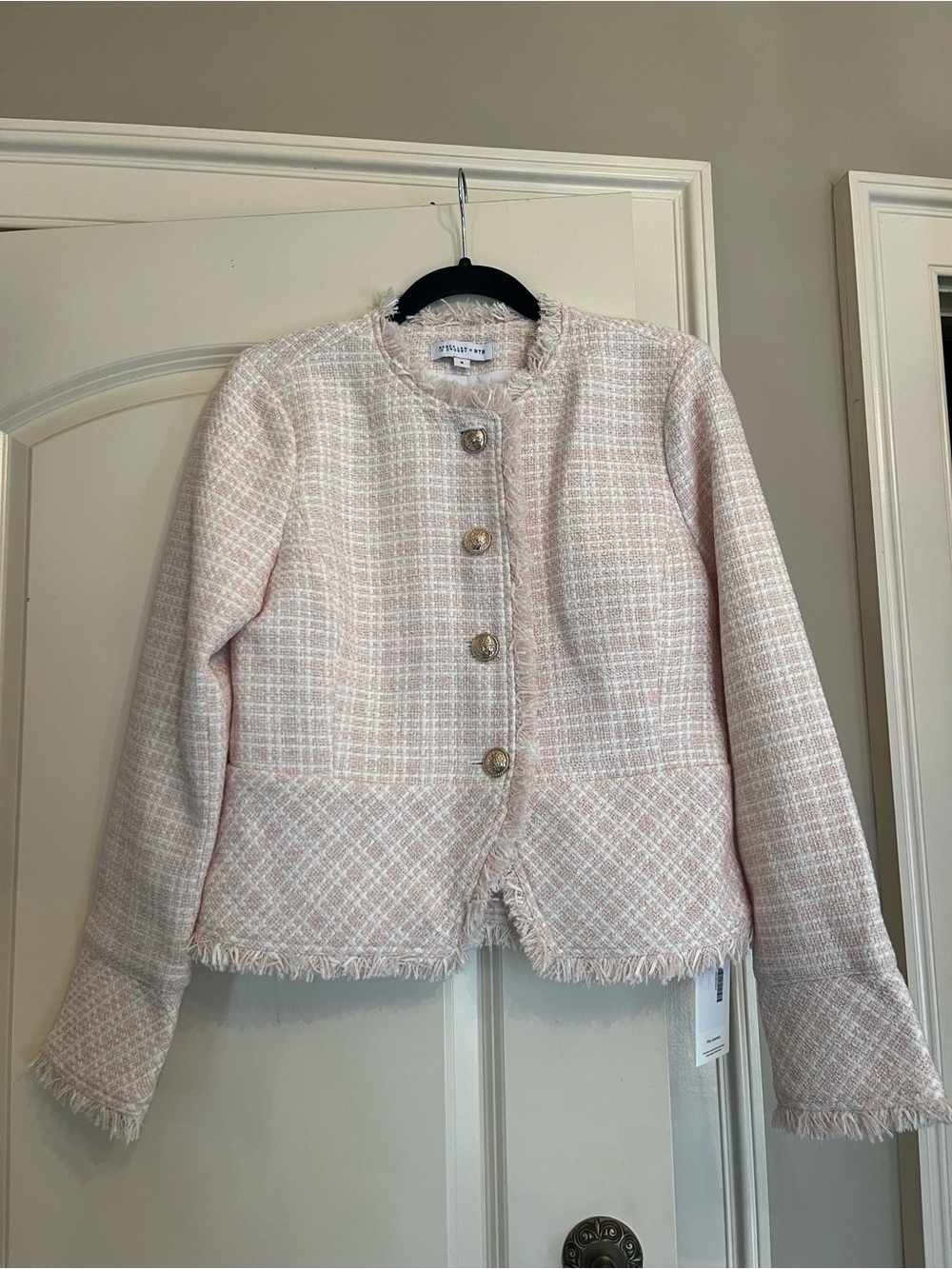 Derek Lam Pink Tweed Fringed Jacket